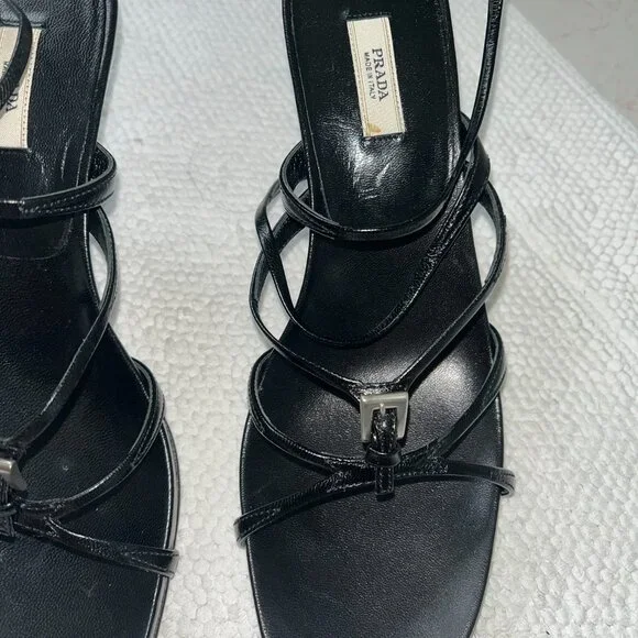 NEW- Prada blackhigh heel sandal size 35 ½